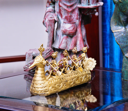 Authentic Dokra Craft from Bengal - Long Boat - ArtisanSoul