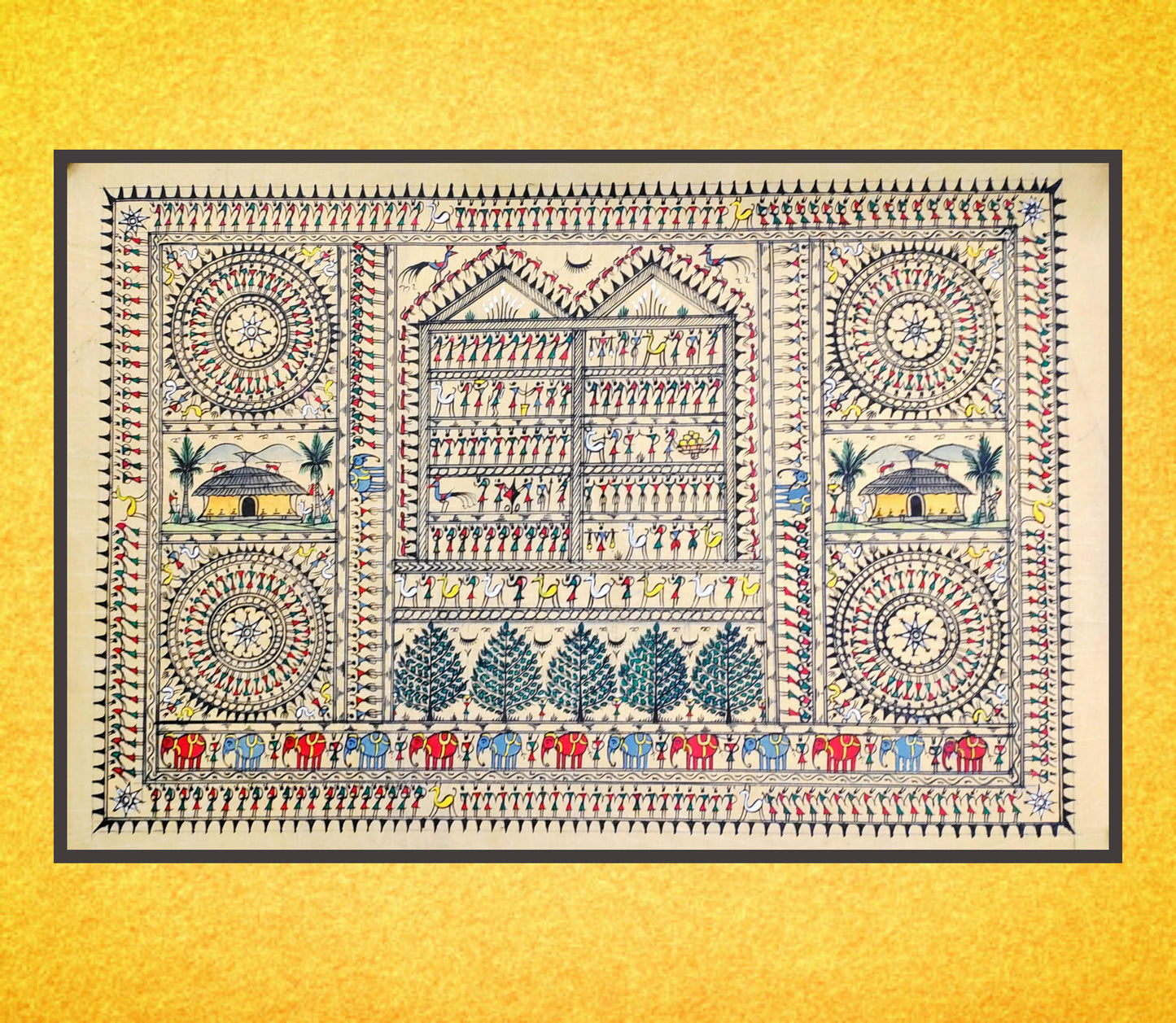 Pattachitra on Tussar Tribal Painting - from Odisha - ArtisanSoul