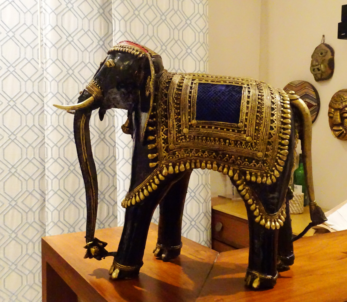 Authentic Dhokra Art from Chhattisgarh - Standing Decorated Elephant (Big) - ArtisanSoul