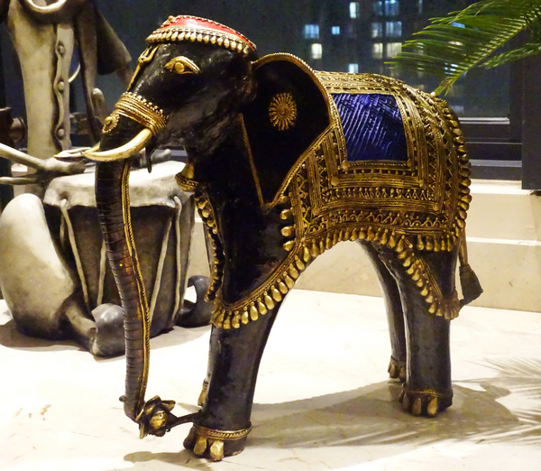 Authentic Dhokra Art from Chhattisgarh Standing Decorated Elephant