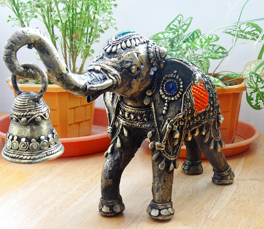 Authentic Dhokra Craft from Chhattisgarh - Elephant with Bell - ArtisanSoul