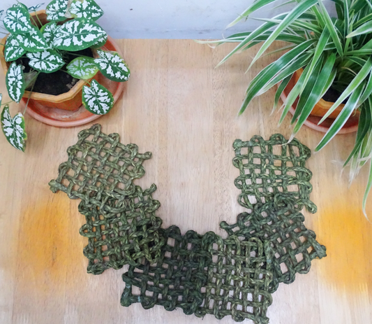 Coaster Set of Sabai Grass from Odisha - Dark Green (Square) - ArtisanSoul