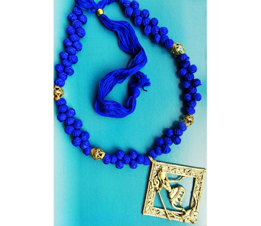 Handcrafted Dokra Necklace Dancing Shiva - Blue - ArtisanSoul