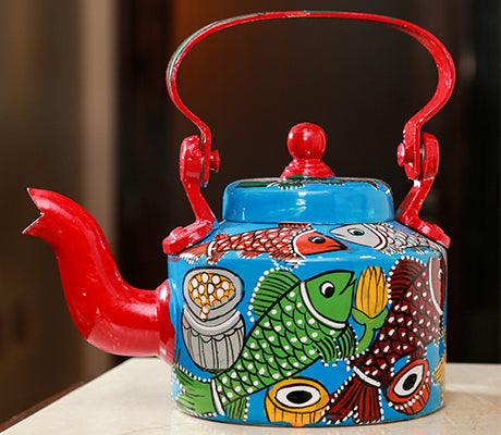 Pattachitra on Kettle - Marriage of Fishes - ArtisanSoul