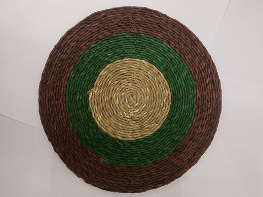 Big Coaster of Sabai grass for Planters - Blue and Natural (Set of Two Coasters) - ArtisanSoul