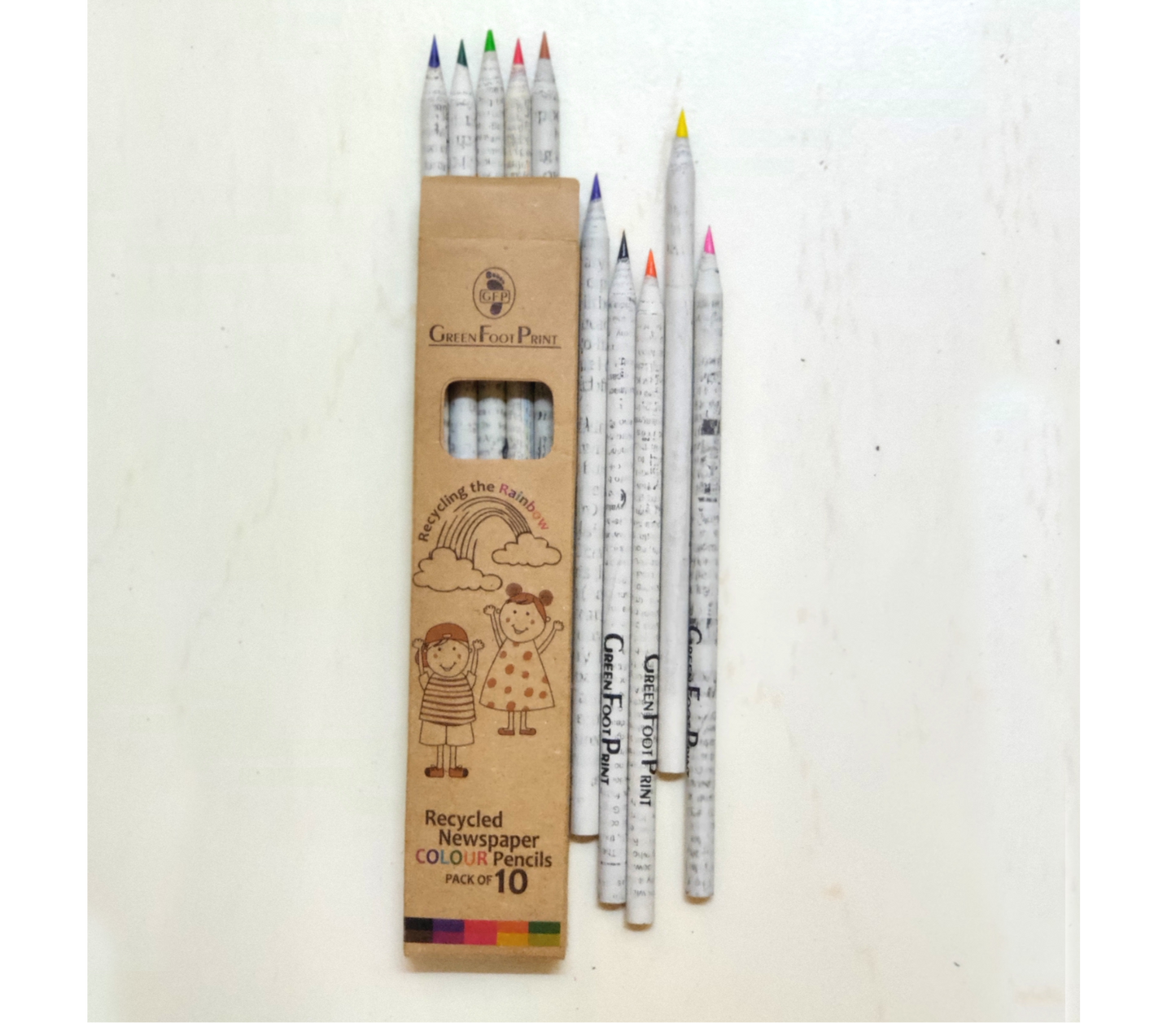 Recycled News paper Colour Pencils - Pack of 10 x 2 - ArtisanSoul
