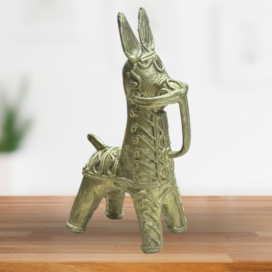 Dokra Brass Horse Figurine – Handmade Tribal Art Sculpture for Home Decor
