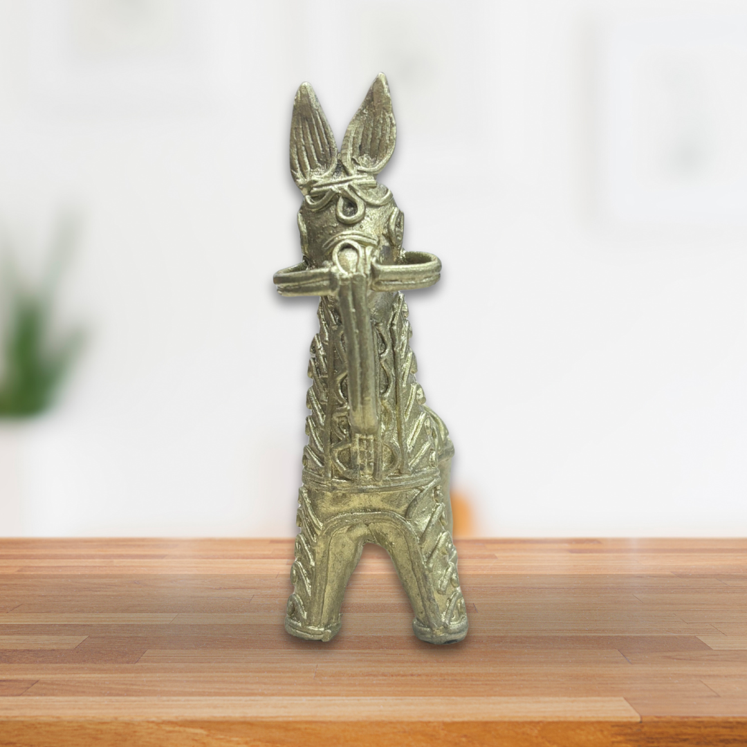 Dokra Brass Horse Figurine – Handmade Tribal Art Sculpture for Home Decor