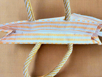 Yellow Jute Hamper Bag with Transparent PVC & Zipper - ArtisanSoul