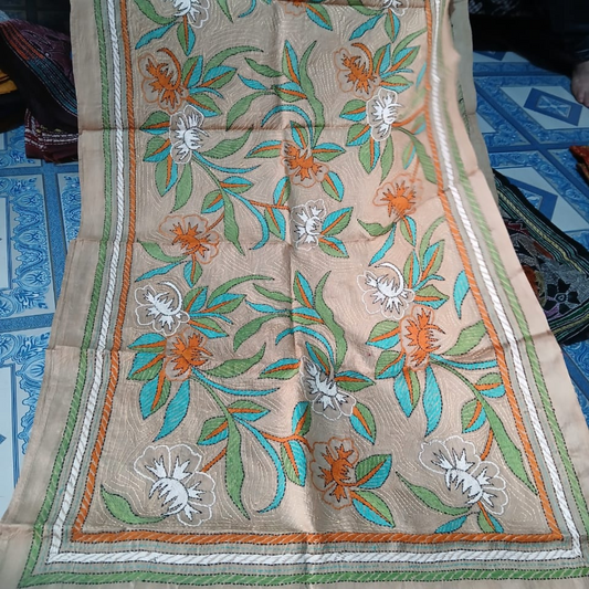 Floral Print Pure Tussar Stole – A Canvas of Craft and Culture