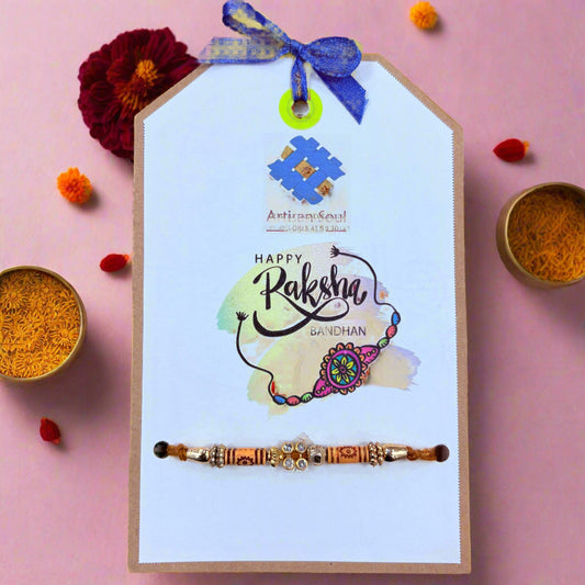 Brown Rakhi with Stones – Handmade Raksha Bandhan Rakhi for Brother