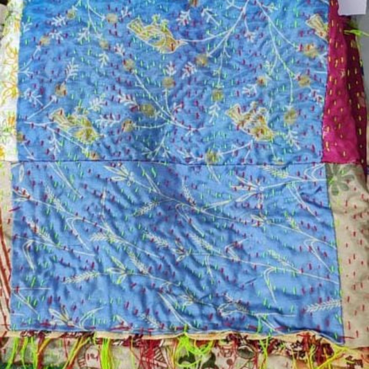 Handcrafted Baul Kantha Stitch Chador – Traditional Indian Embroidered Shawl