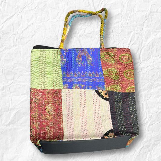 Handmade Kantha Stitch Baul Shoulder Bag – Boho Patchwork Fabric Purse for Women