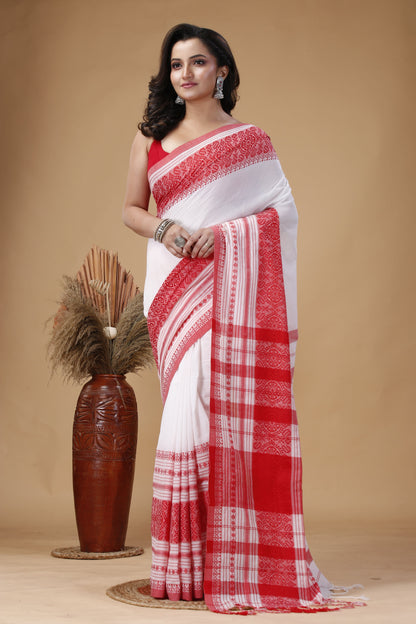 Handwoven ethnic Badhubaran saree from Nadia – traditional bridal saree with Bengali weaving style