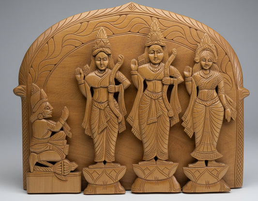 Handcrafted Ram Sita Laxman Hanuman statue for home temple, traditional Indian divine idol