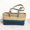 Hand bag of Sabai Grass from Bengal - Blue  & Natural