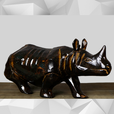 Wooden Rhino from Assam - Dark Brown