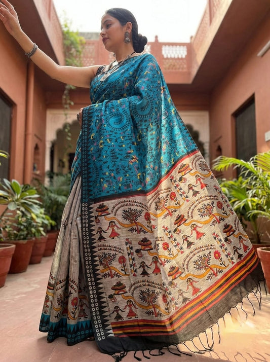 Madhubani print saree