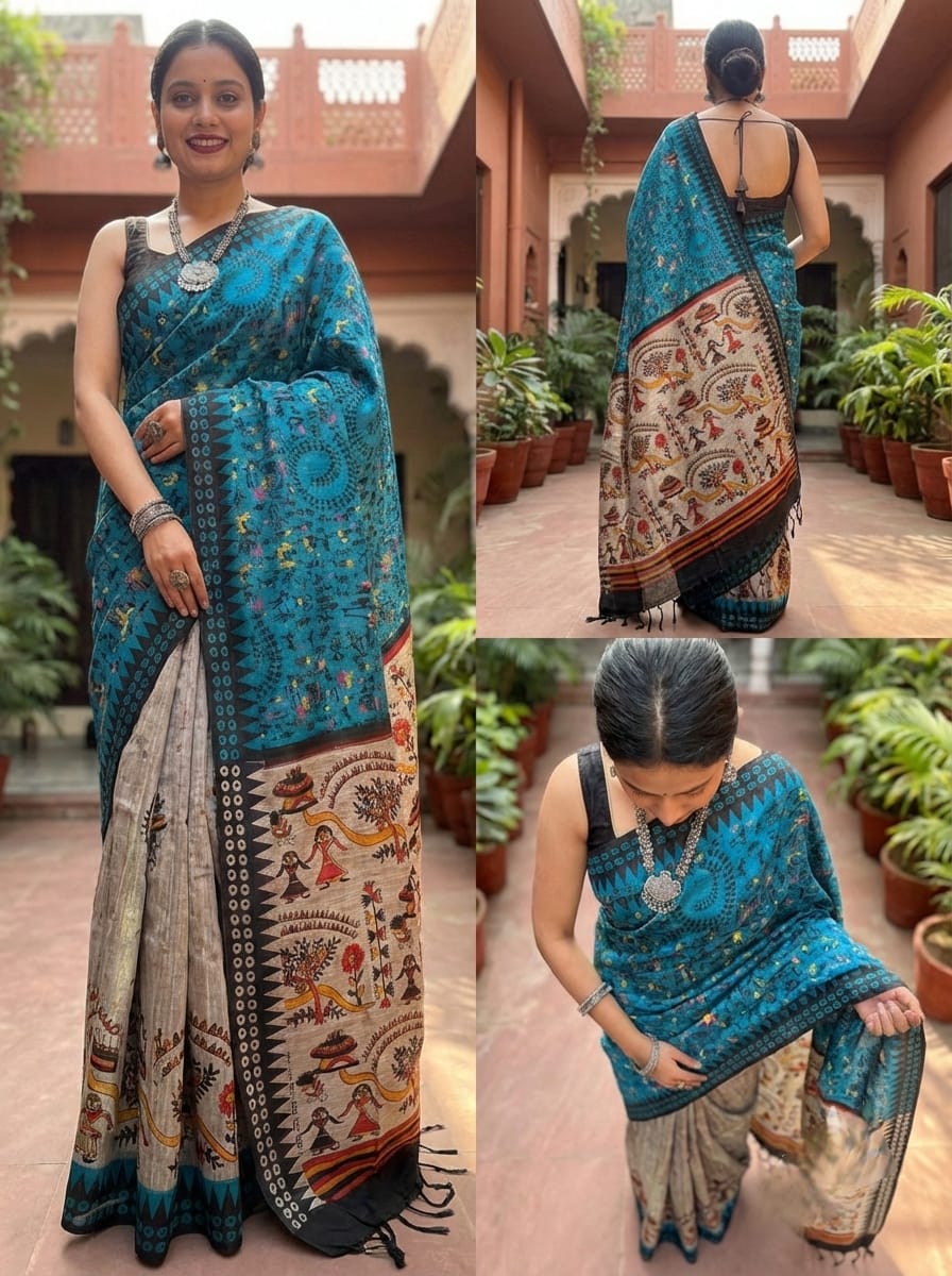 Madhubani print saree