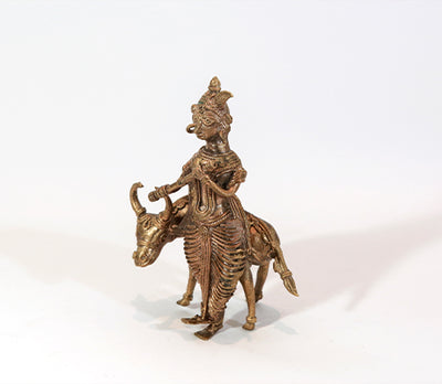 Crafted in Dokra from Burdwan - Lord Krishna and Kamdhenu