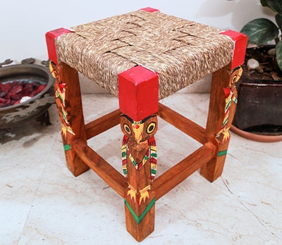 Wooden Stool - Handcrafted in Burdwan - Red