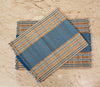 Madur Kathi Handcrafted Table mat with Runner - Blue with white