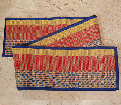 Madur Kathi Mats - For Yoga, Outdoor use, Blinds, Ethnic Floor Mats - Blue with yellow border