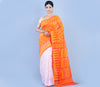 Handloom Jamdani Saree - Orange and White