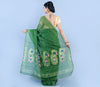 Handloom Saree with all over Zari work on saree - Bottle Green