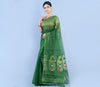 Handloom Saree with all over Zari work on saree - Bottle Green