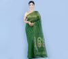 Handloom Saree with all over Zari work on saree - Bottle Green