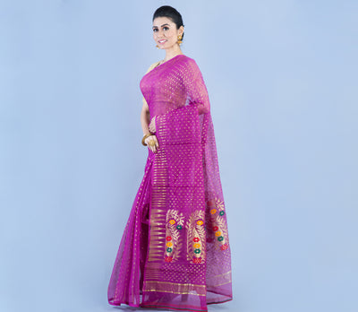 Handloom Saree with Zari Work all over the Saree - Purple