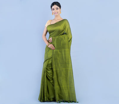 Handloom Saree - Olive Green