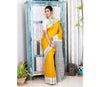 Kantha Stitch on Silk Saree with Jalchuri Pattern - Yellow