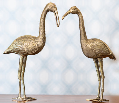 Authentic Dokra Art from Odisha - Swan Pair Big