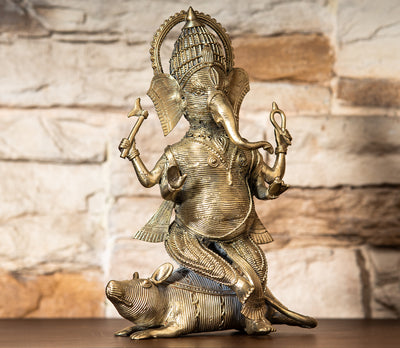 Authentic Dokra Art from Odisha - Seated Ganesha