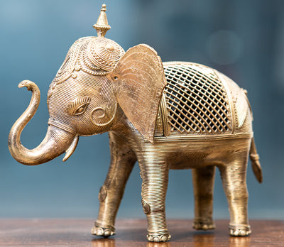 Authentic Dokra Art from Odisha - Elephant Medium