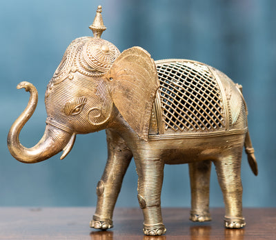 Authentic Dokra Art from Odisha - Elephant Medium