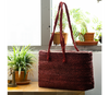 Hand Bag of Sabai Grass from Bengal - Maroon