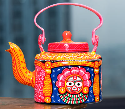 Pattachitra on Aluminium Kettle from Odisha - Multicolored