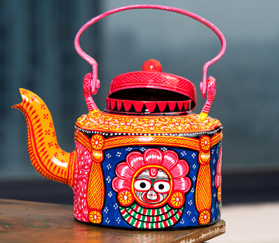 Pattachitra on Aluminium Kettle from Odisha - Multicolored