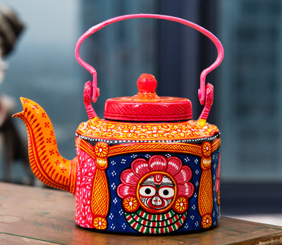 Pattachitra on Aluminium Kettle from Odisha - Multicolored