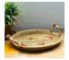 Sikki Grass Tray With Handel - Natural & Red Spots