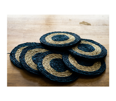 Coaster Set of Sabai Grass - Blue & Natural