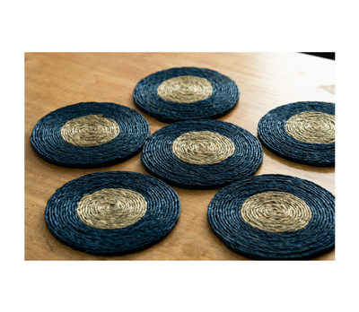 Coaster Set of Sabai Grass - Blue & Natural