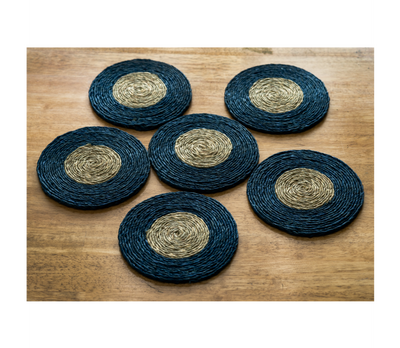 Coaster Set of Sabai Grass - Blue & Natural