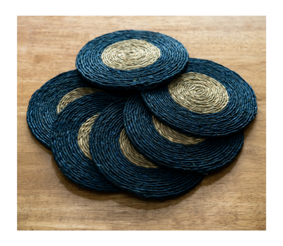 Coaster Set of Sabai Grass - Blue & Natural