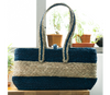 Hand bag of Sabai Grass from Bengal - Natural & Blue