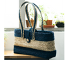 Hand bag of Sabai Grass from Bengal - Natural & Blue