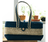 Hand bag of Sabai Grass from Bengal - Natural & Blue